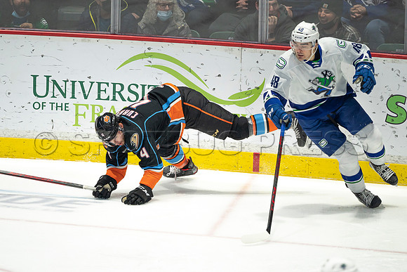 Abbotsford Canucks defeat San Diego Gulls 4-2 on Sunday, Jan 23, 2022 at Abbotsford Centre.