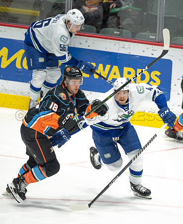 Abbotsford Canucks defeat San Diego Gulls 4-2 on Sunday, Jan 23, 2022 at Abbotsford Centre.