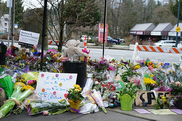 Drive-thru Candlelight vigil at the Lynn Canyon Park, North Vancouver, in community support of mass stabbings March 26, 2021.