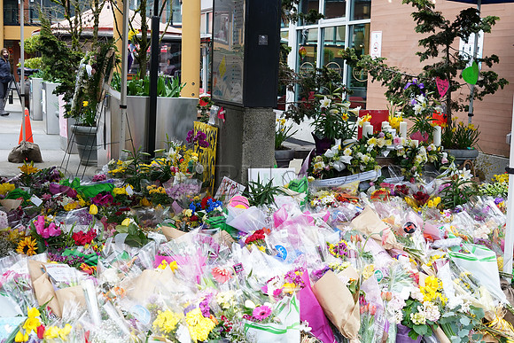 Drive-thru Candlelight vigil at the Lynn Canyon Park, North Vancouver, in community support of mass stabbings March 26, 2021.