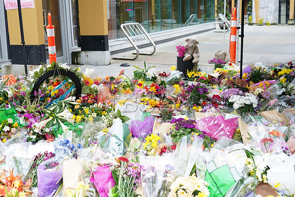 Drive-thru Candlelight vigil at the Lynn Canyon Park, North Vancouver, in community support of mass stabbings March 26, 2021.