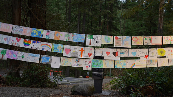 Drive-thru Candlelight vigil at the Lynn Canyon Park, North Vancouver, in community support of mass stabbings March 26, 2021.
