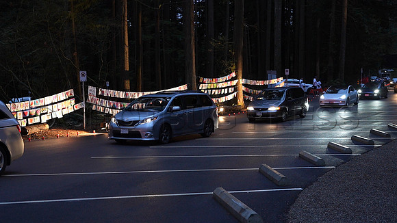 Drive-thru Candlelight vigil at the Lynn Canyon Park, North Vancouver, in community support of mass stabbings March 26, 2021.