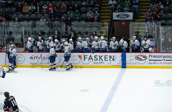 Abbotsford Canucks defeat San Diego Gulls 4-2 on Sunday, Jan 23, 2022 at Abbotsford Centre.