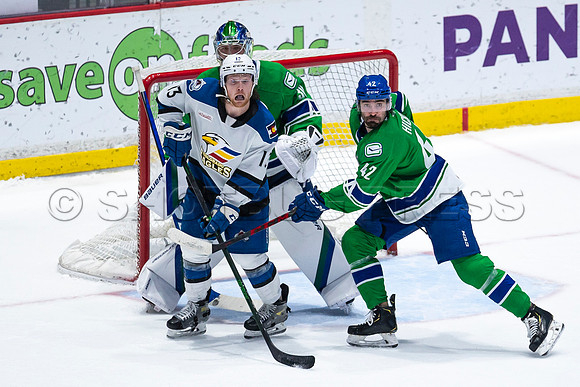 Sun, March 13, 2022 Abbotsford Canucks take Colorado Eagles 5–4 in OT at Abbotsford Event Centre in Abbotsford, BC