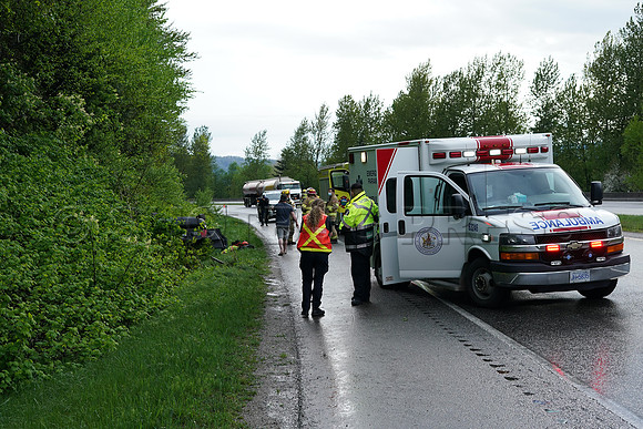 Car rollover Sunday, April 25, 2021 on Trans Canada leaves 27 year old male shaken up and thankful to be alive.