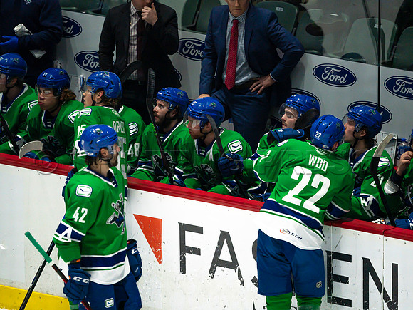 Wed, March 16, 2022 Abbotsford Canucks make an epic comeback to take a 5-4 win in OT against the Manitoba Moose in Abbotsford, BC