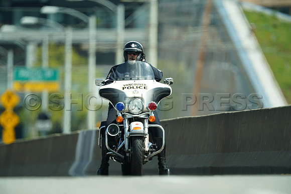 Extinction Rebellion blocks Granville Street Bridge in Vancouver, May 2, 2021