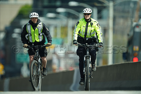 Extinction Rebellion blocks Granville Street Bridge in Vancouver, May 2, 2021
