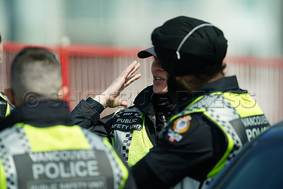 Extinction Rebellion blocks Granville Street Bridge in Vancouver, May 2, 2021