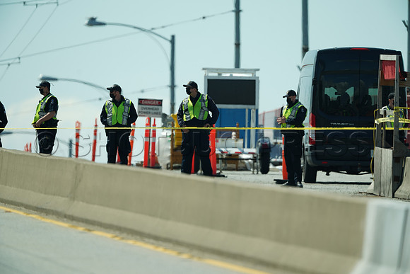 Extinction Rebellion blocks Granville Street Bridge in Vancouver, May 2, 2021