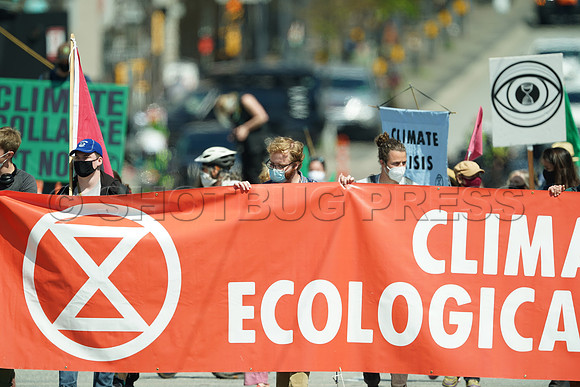 Extinction Rebellion blocks Granville Street Bridge in Vancouver, May 2, 2021