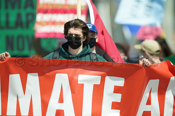 Extinction Rebellion blocks Granville Street Bridge in Vancouver, May 2, 2021