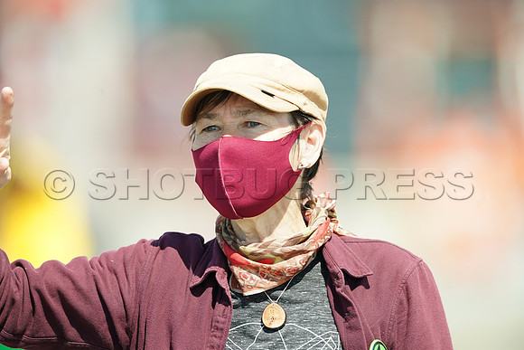 Extinction Rebellion blocks Granville Street Bridge in Vancouver, May 2, 2021