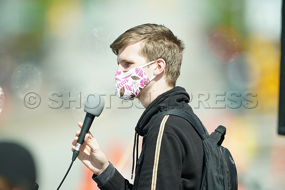 Extinction Rebellion blocks Granville Street Bridge in Vancouver, May 2, 2021