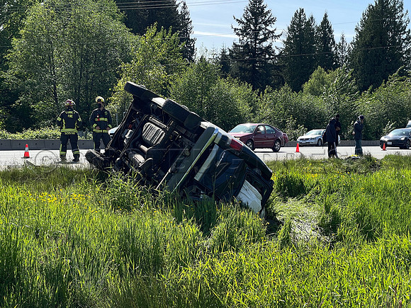 May 11, 2021 Rollover crash HWY #1 Eastbound just past 176 Street