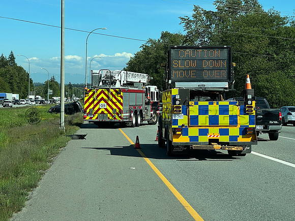 May 11, 2021 Rollover crash HWY #1 Eastbound just past 176 Street