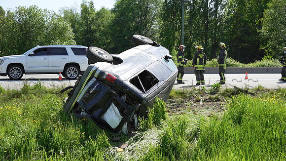 May 11, 2021 Rollover crash HWY #1 Eastbound just past 176 Street