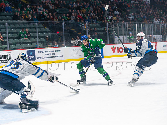 Wed, March 16, 2022 Abbotsford Canucks make an epic comeback to take a 5-4 win in OT against the Manitoba Moose in Abbotsford, BC