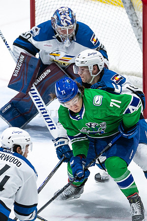 Sun, March 13, 2022 Abbotsford Canucks take Colorado Eagles 5–4 in OT at Abbotsford Event Centre in Abbotsford, BC
