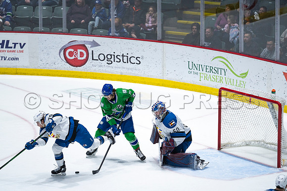Sun, March 13, 2022 Abbotsford Canucks take Colorado Eagles 5–4 in OT at Abbotsford Event Centre in Abbotsford, BC