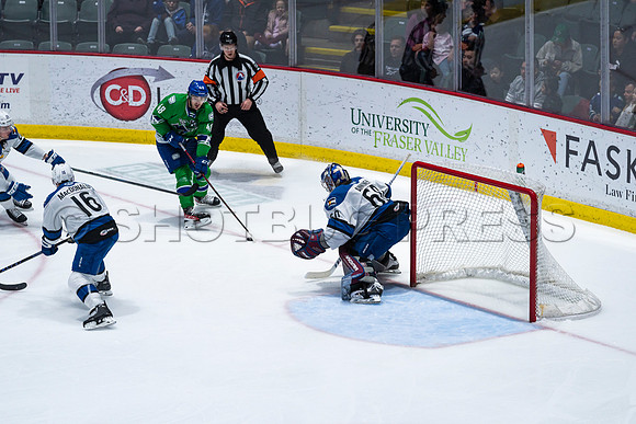 Sun, March 13, 2022 Abbotsford Canucks take Colorado Eagles 5–4 in OT at Abbotsford Event Centre in Abbotsford, BC