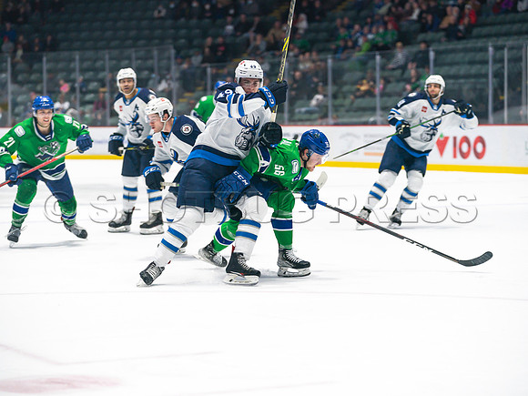 Wed, March 16, 2022 Abbotsford Canucks make an epic comeback to take a 5-4 win in OT against the Manitoba Moose in Abbotsford, BC