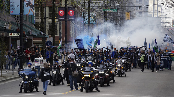 Sat Apr 9, 2022 Sikh Motorcycle Club rides to BC Place for Vaisakhi celebration