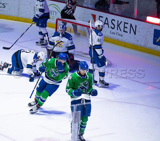 Sun, March 13, 2022 Abbotsford Canucks take Colorado Eagles 5–4 in OT at Abbotsford Event Centre in Abbotsford, BC