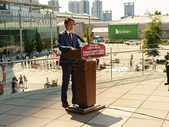 PM Justin Trudeau in Surrey to announce a 1.3 Billion Dollar fund for new Skytrain to Langley