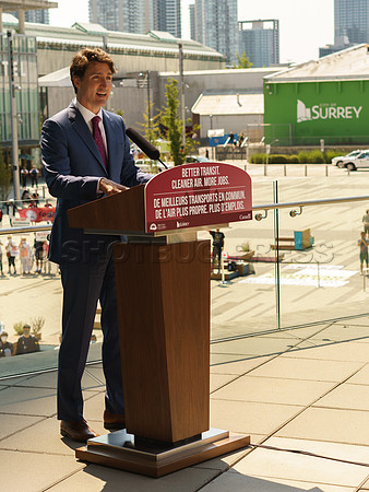 PM Justin Trudeau in Surrey to announce a 1.3 Billion Dollar fund for new Skytrain to Langley