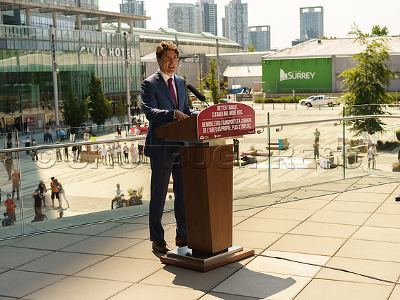 PM Justin Trudeau in Surrey to announce a 1.3 Billion Dollar fund for new Skytrain to Langley