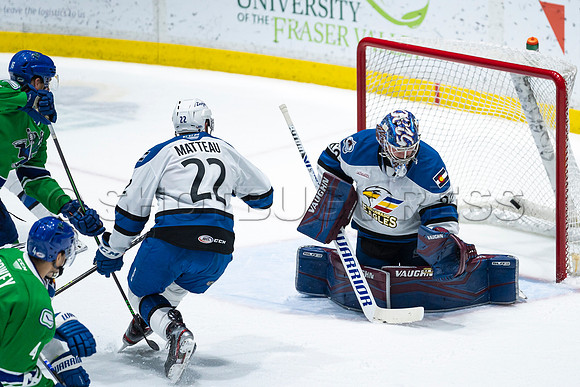 Sun, March 13, 2022 Abbotsford Canucks take Colorado Eagles 5–4 in OT at Abbotsford Event Centre in Abbotsford, BC