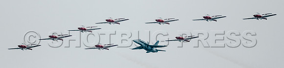 Canadian Snowbirds with RCAF CF18 Escort fly over the Greater Vancouver Hospitals July 16, 2021 to pay tribute to essential workers everywhere.