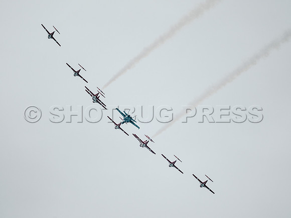 Canadian Snowbirds with RCAF CF18 Escort fly over the Greater Vancouver Hospitals July 16, 2021 to pay tribute to essential workers everywhere.