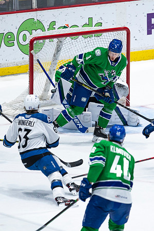 Sun, March 13, 2022 Abbotsford Canucks take Colorado Eagles 5–4 in OT at Abbotsford Event Centre in Abbotsford, BC