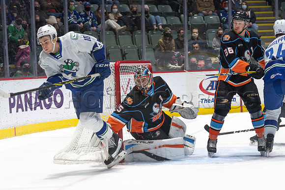 Abbotsford Canucks defeat San Diego Gulls 4-2 on Sunday, Jan 23, 2022 at Abbotsford Centre.