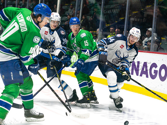 Wed, March 16, 2022 Abbotsford Canucks make an epic comeback to take a 5-4 win in OT against the Manitoba Moose in Abbotsford, BC