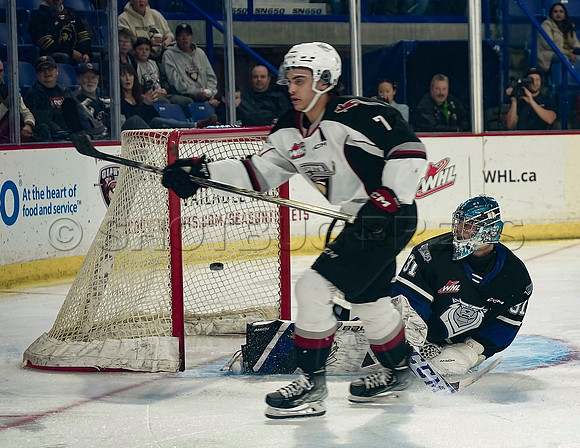 Victoria Royals take the Vancouver Giants 3-2 at Langley Event Centre, in Langley, BC, Canada, October 27, 2023.