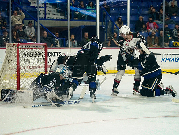 Victoria Royals take the Vancouver Giants 3-2 at Langley Event Centre, in Langley, BC, Canada, October 27, 2023.