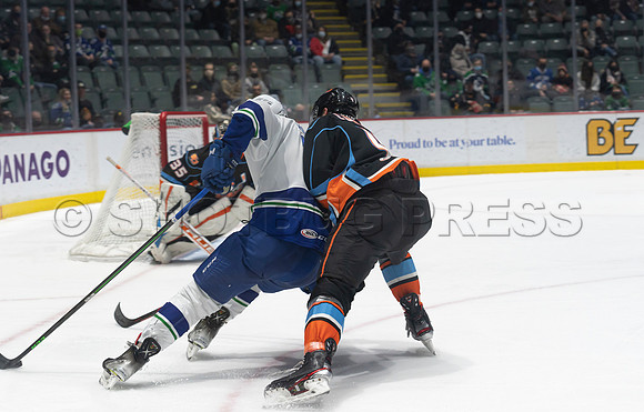 Abbotsford Canucks defeat San Diego Gulls 4-2 on Sunday, Jan 23, 2022 at Abbotsford Centre.