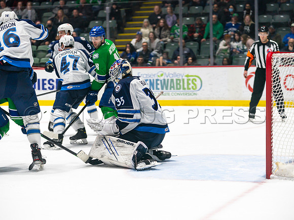 Wed, March 16, 2022 Abbotsford Canucks make an epic comeback to take a 5-4 win in OT against the Manitoba Moose in Abbotsford, BC