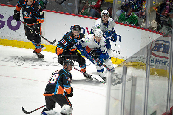 Abbotsford Canucks defeat San Diego Gulls 4-2 on Sunday, Jan 23, 2022 at Abbotsford Centre.