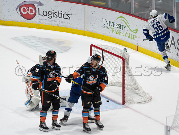 Abbotsford Canucks defeat San Diego Gulls 4-2 on Sunday, Jan 23, 2022 at Abbotsford Centre.