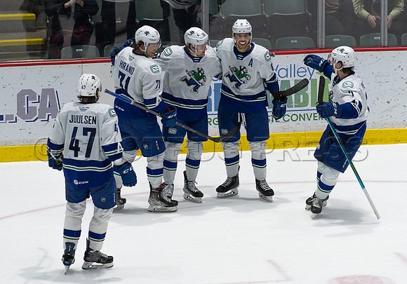 Abbotsford Canucks defeat San Diego Gulls 4-2 on Sunday, Jan 23, 2022 at Abbotsford Centre.