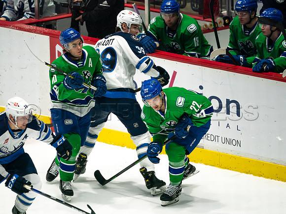 Wed, March 16, 2022 Abbotsford Canucks make an epic comeback to take a 5-4 win in OT against the Manitoba Moose in Abbotsford, BC