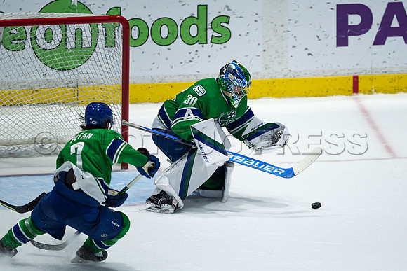 Sun, March 13, 2022 Abbotsford Canucks take Colorado Eagles 5–4 in OT at Abbotsford Event Centre in Abbotsford, BC