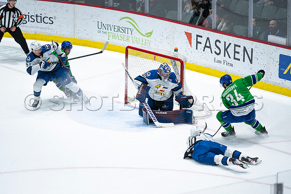 Sun, March 13, 2022 Abbotsford Canucks take Colorado Eagles 5–4 in OT at Abbotsford Event Centre in Abbotsford, BC