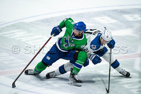 Sun, March 13, 2022 Abbotsford Canucks take Colorado Eagles 5–4 in OT at Abbotsford Event Centre in Abbotsford, BC