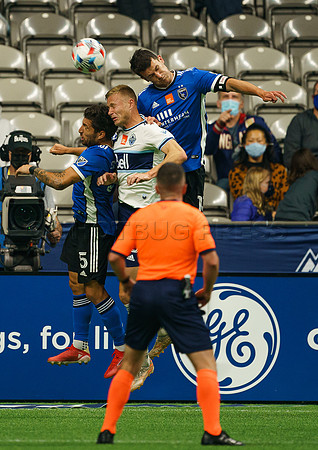 Whitecaps FC, Brian White #24 scores hat trick to shutout San Jose earthquakes 3-0 in Vancouver, Saturday, October 2, 2021. Vancouver is currently in 8th place in the MLS standings.